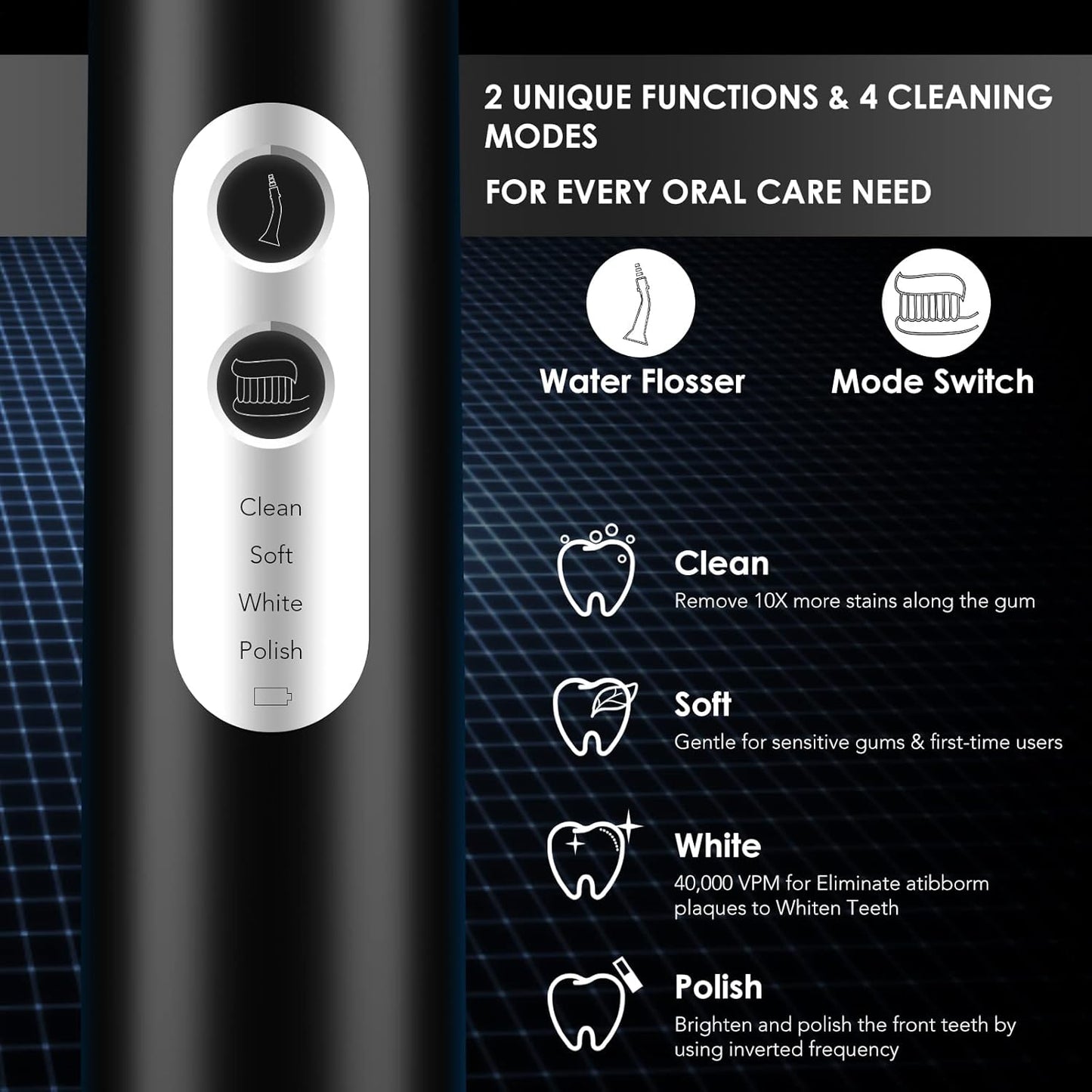 Electric Toothbrush with Water Flosser Combo