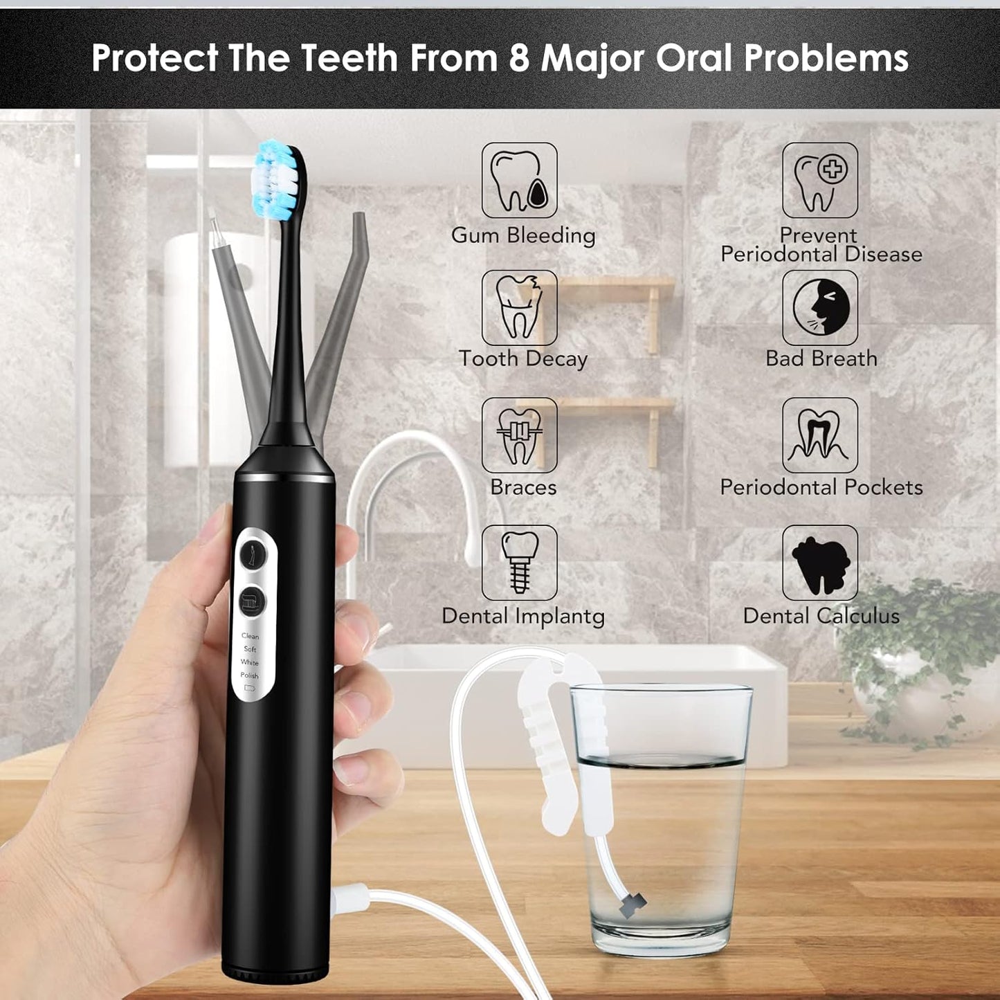 Electric Toothbrush with Water Flosser Combo