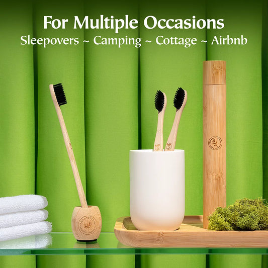 Bamboo Charcoal Toothbrushes (4 Pack) Soft Bristle Edition